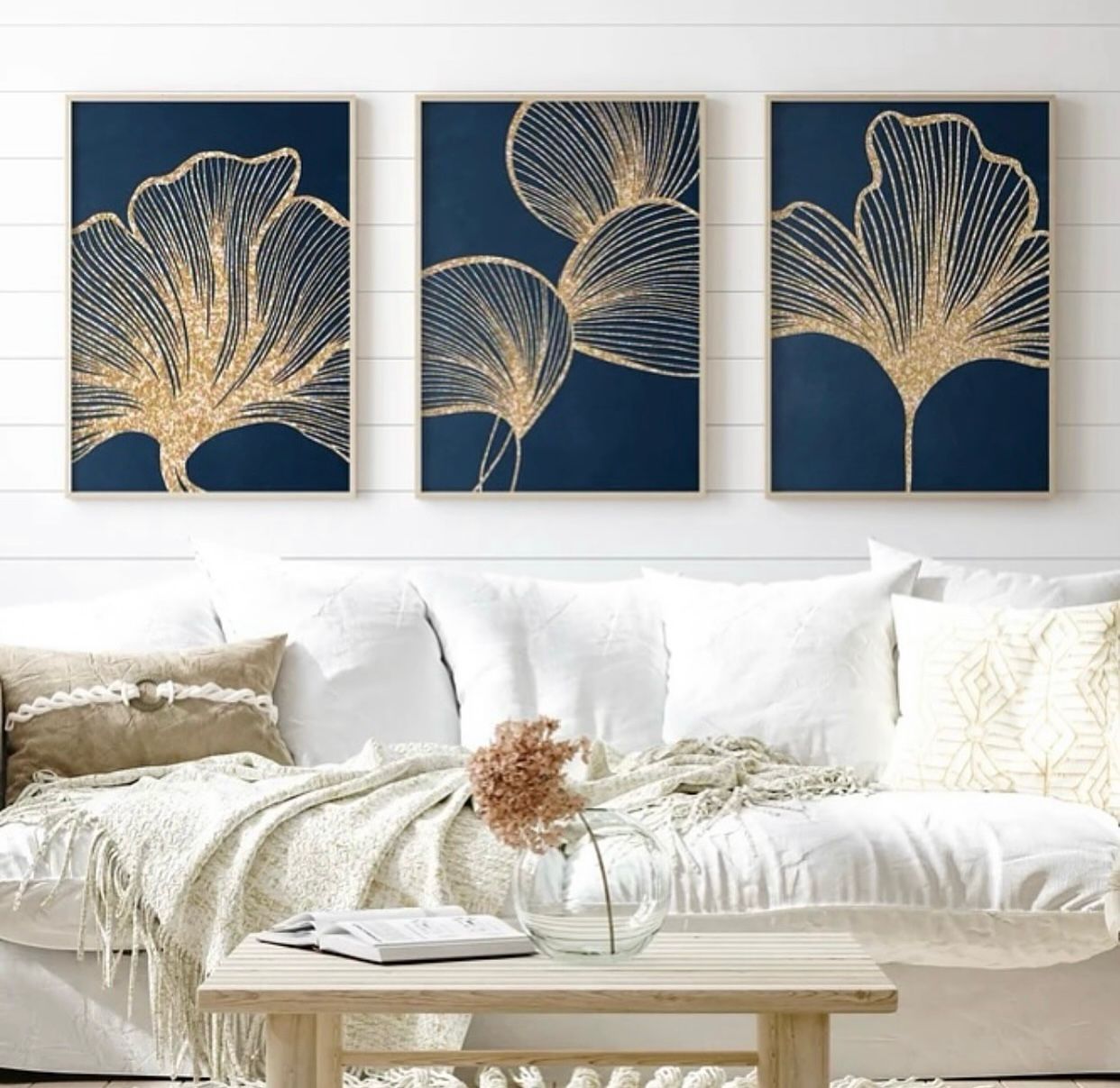 Elegant Botanical Gold Leaf 3-Piece Wall Art Set