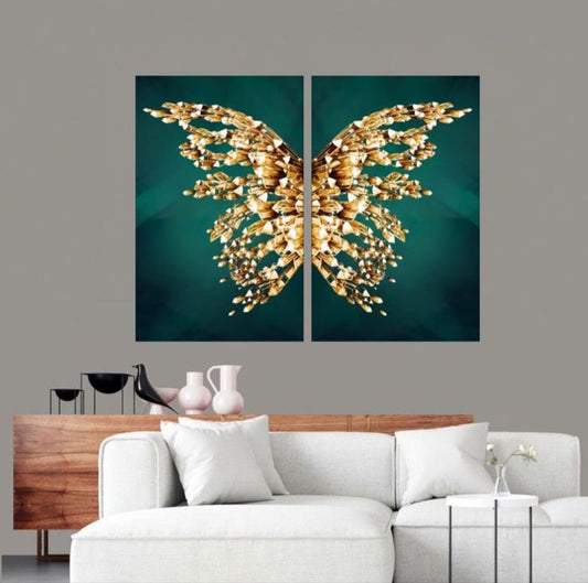 Green Butterfly Wall frames 2-Piece Wall Art Set