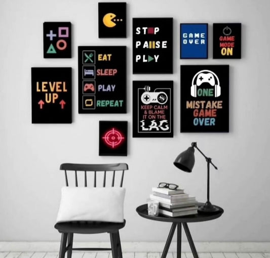 Modern 10-Piece Yellow & Black Motivational Wall Art Set