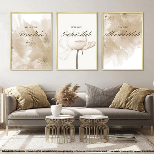 Premium 3-Piece Islamic Wall Art Frame Set