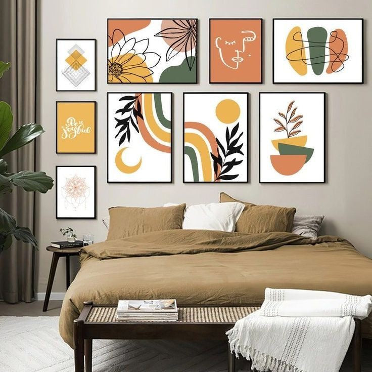 Colorful Inspirational Wall Art9- Piece Set - Positive Quotes and Playful Designs