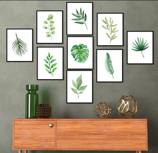 Leafs Wall Art9- Piece Set - Positive Quotes and Playful Designs