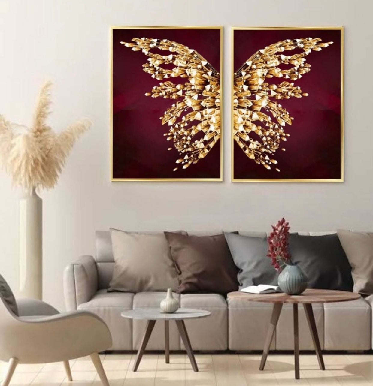 Red Butterfly Wall frames 2-Piece Wall Art Set