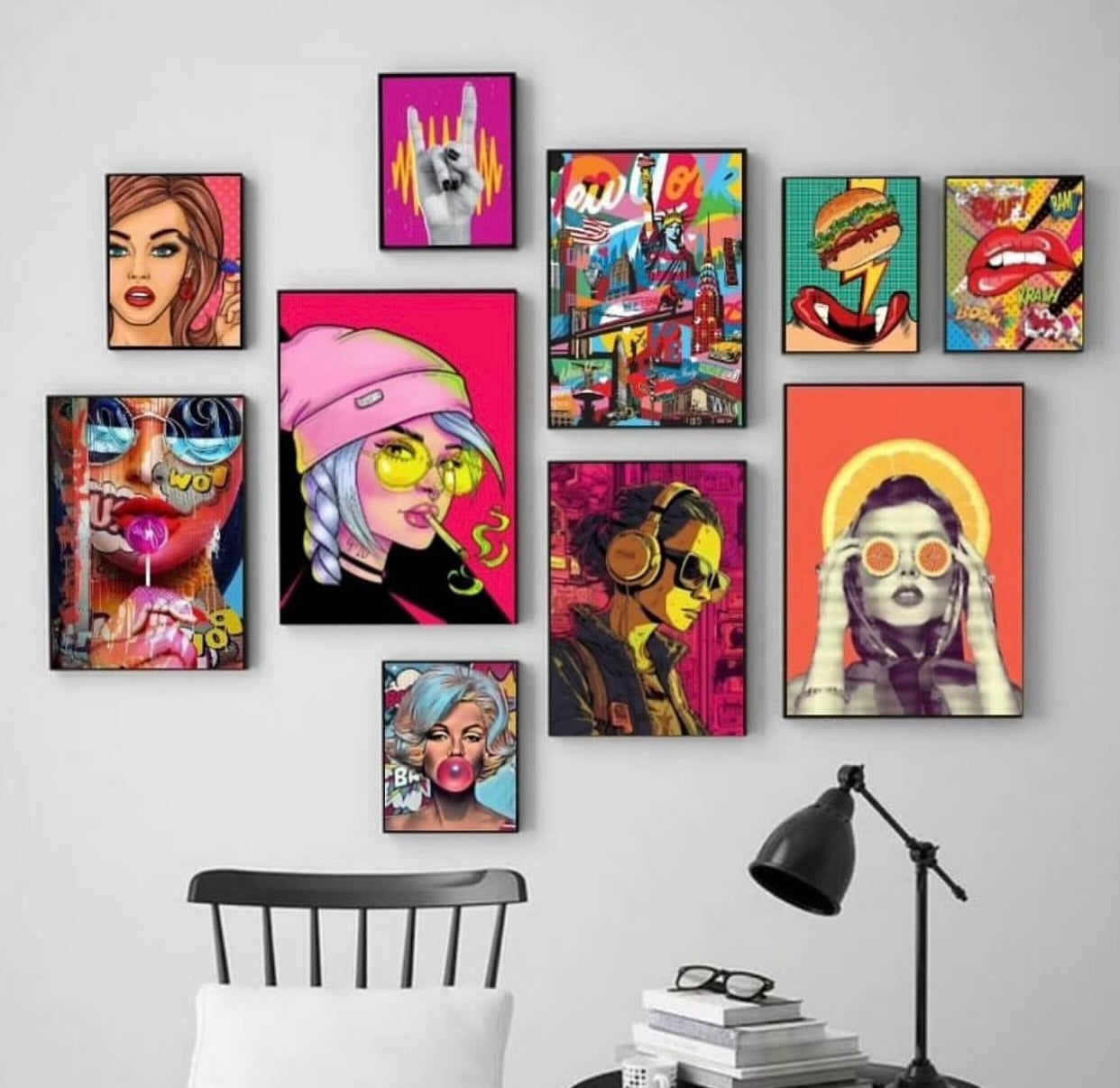 This stunning 10-piece pop art wall frame Set